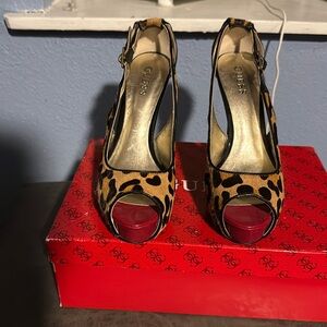 Guess Brown Multi Pony Heels